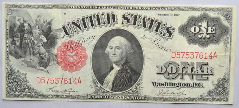 $ 1 Series of 1917 Columbus Landing US Note