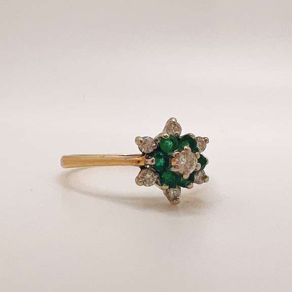 14kt Gold, Emerald, & Diamond Cocktail Ring