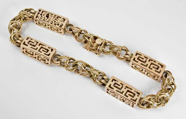 Unique Oriental Motif Gold Bracelet