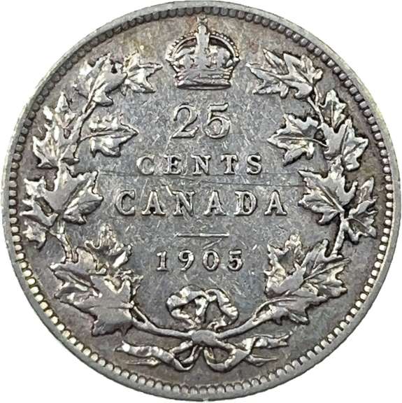 1905 Canadian Silver Quarter 25 Cents