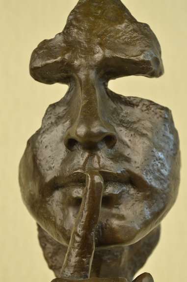 Man Hush Up Bronze Sculpture