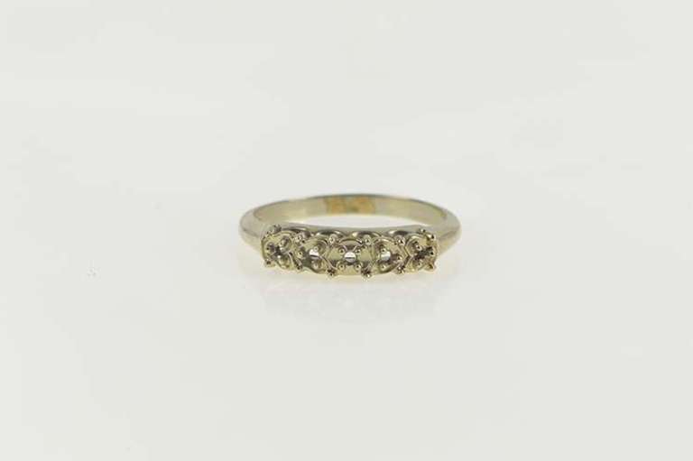 14K White Gold Vintage NOS 1950's Wedding Band Setting Ring