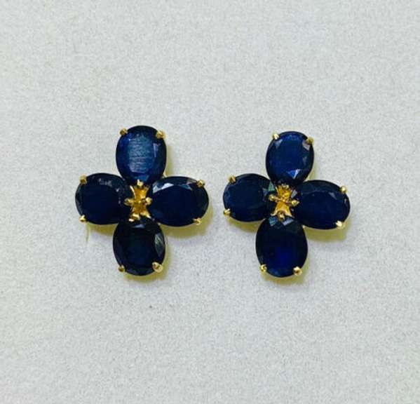 14kt Yellow Gold & Blue Sapphire Earrings