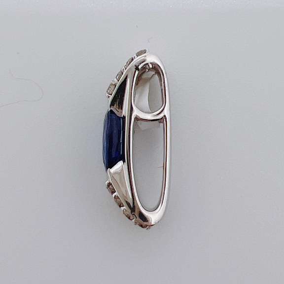 14kt Gold, Blue Sapphire, & Diamond Pendant