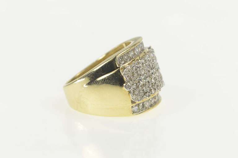 10K Yellow Gold 2.01 Ctw Diamond Encrusted Squared Statement Ring
