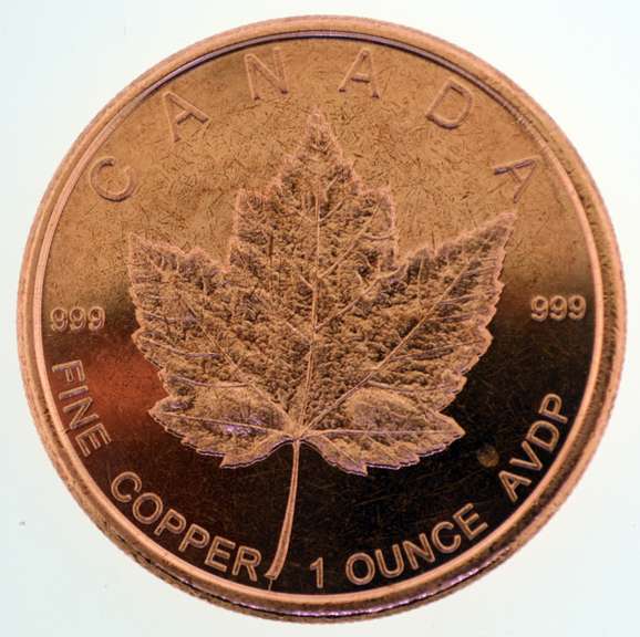 Maple Leaf 1 oz .999 Fine Copper Round