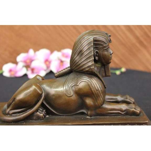 Wine Bottle Holder Sphinx Egyptian Bronze Statue