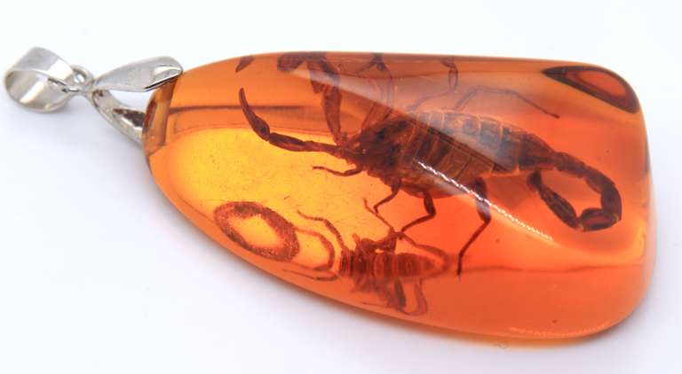 Vintage Sterling Silver Amber Pendant