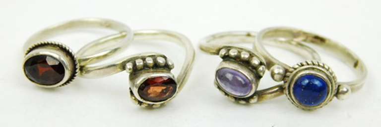 4 Sterling Silver Gemstone Rings