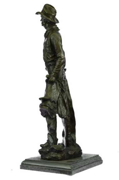 Cowboy with Saddle and Gun Bronze Sculpture