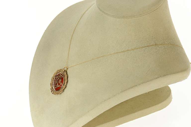 14K Yellow Gold Enamel Victorian Reversible Monogram CIS Pendant
