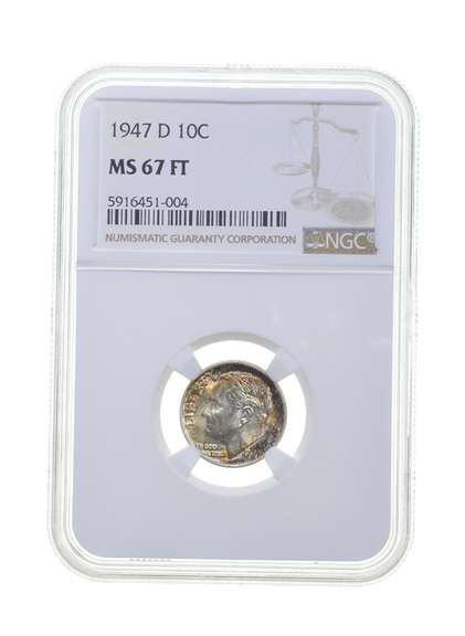 MS67 FT 1947-D Roosevelt Dime - Graded NGC