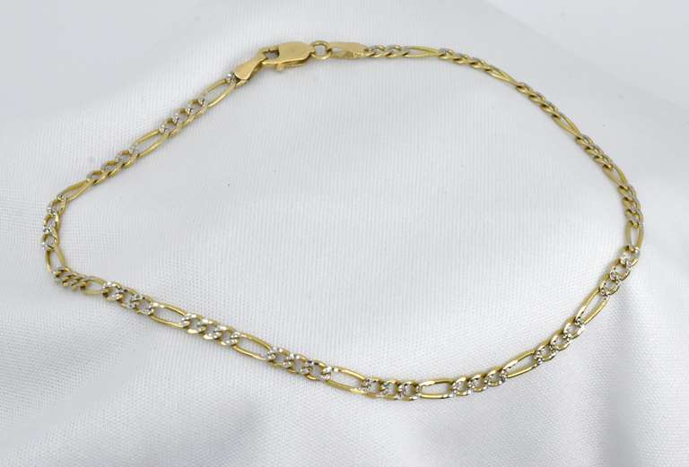Durable Bi-Color 14k Figaro Link Anklet
