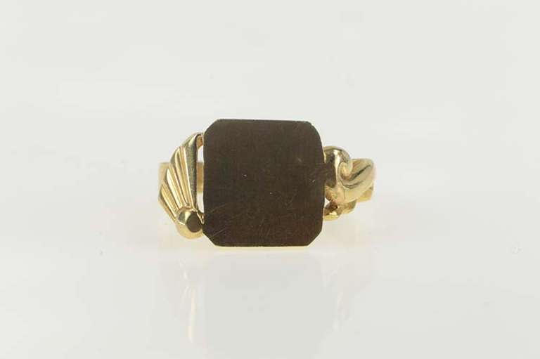 14K Yellow Gold Vintage NOS 1950''s Squared Men's Signet Ring