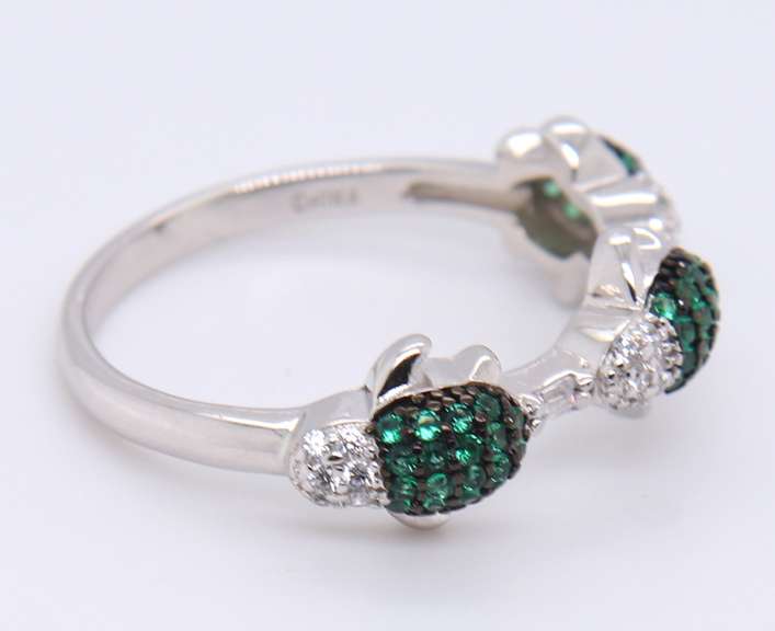 Sterling Silver Turtle Cubic Zirconia Ring