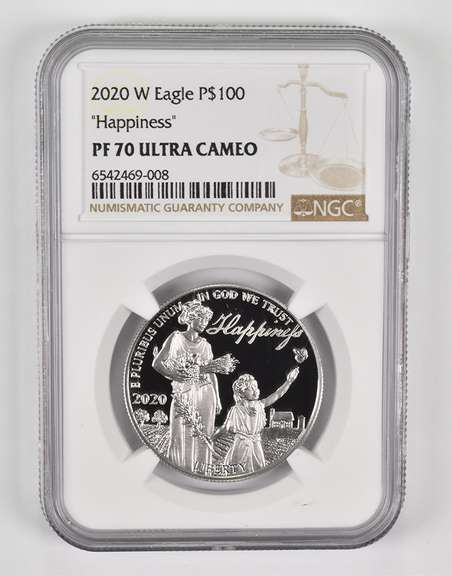 PF70 UCAM 2020-W $100 American Platinum Eagle Happiness Graded NGC