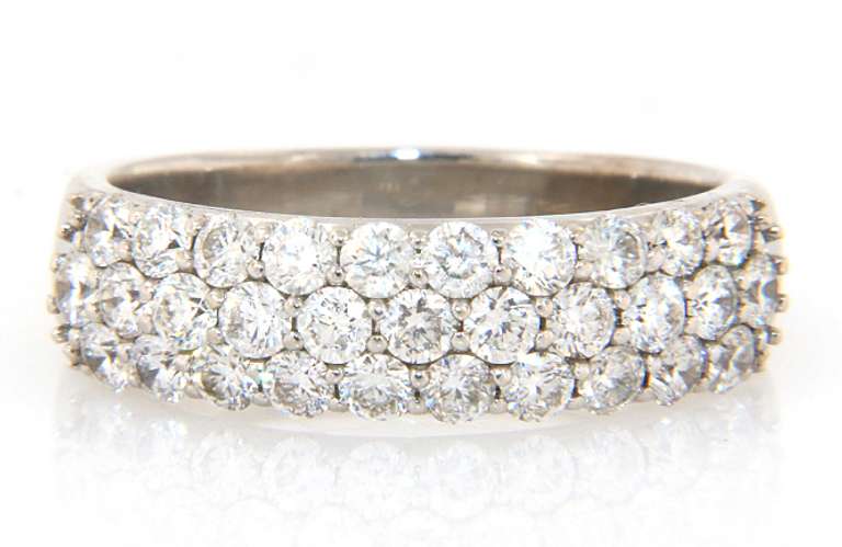 Dazzling White Gold Diamond Triple Row Band