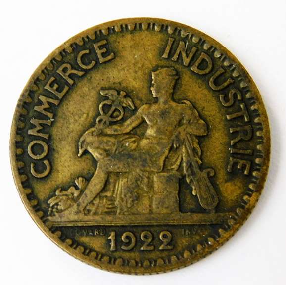 1922 French 2 Franc Commerce Industrie Token