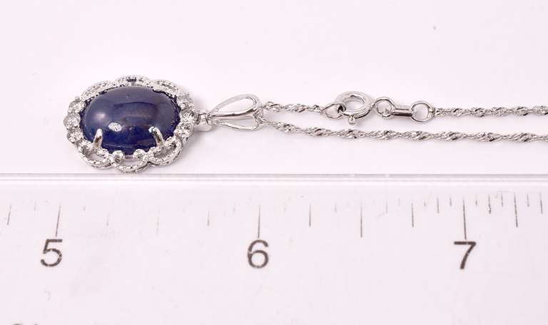 Dreamy 9.53CTS Cabochon-Cut Star Sapphire & 0.28CTW Diamond Pendant Necklace in Sterling Silver