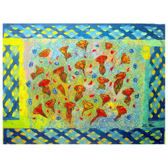 Lisa Mee, "Amber Harmony" Hand Signed Original Painting on Canvas with Letter of Authenticity.