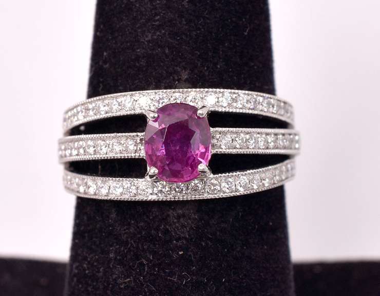 GIA Certified Ruby and Diamond Ring in Platinum