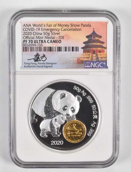 PF70 UCAM 2020 China 50 Grams .999 Fine Silver Mint Medal Signed NGC