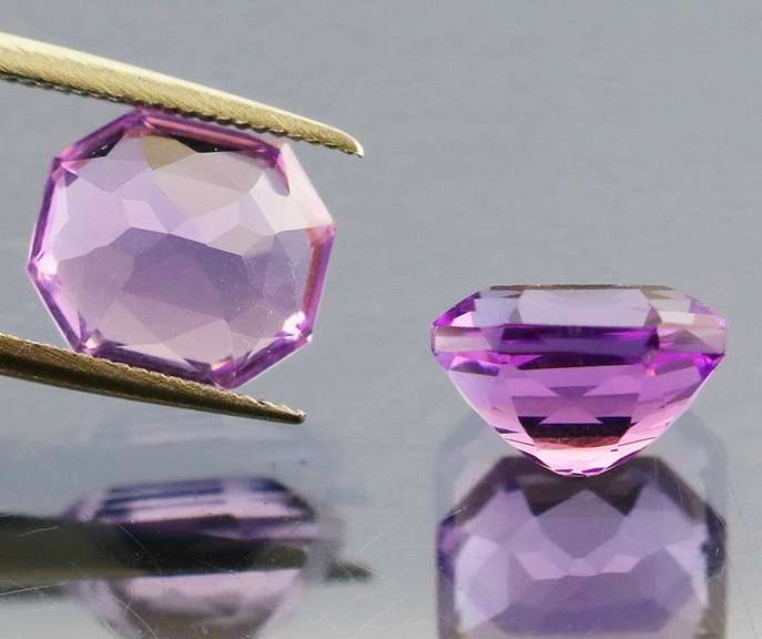 Glittering 3.87ct pink Amethyst pair