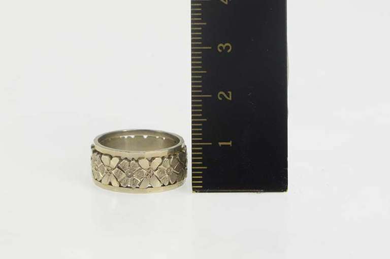 14K White Gold Vintage NOS 1950's Blossom Wedding Band Ring