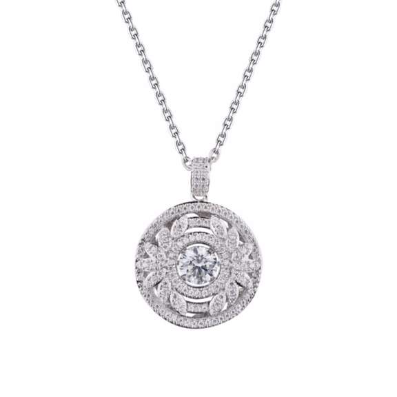 Vintage Beauty Silver Large Round Pendant