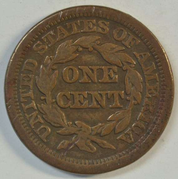 Very Scarce 1851/81 Braided Hair Large Cent in VF