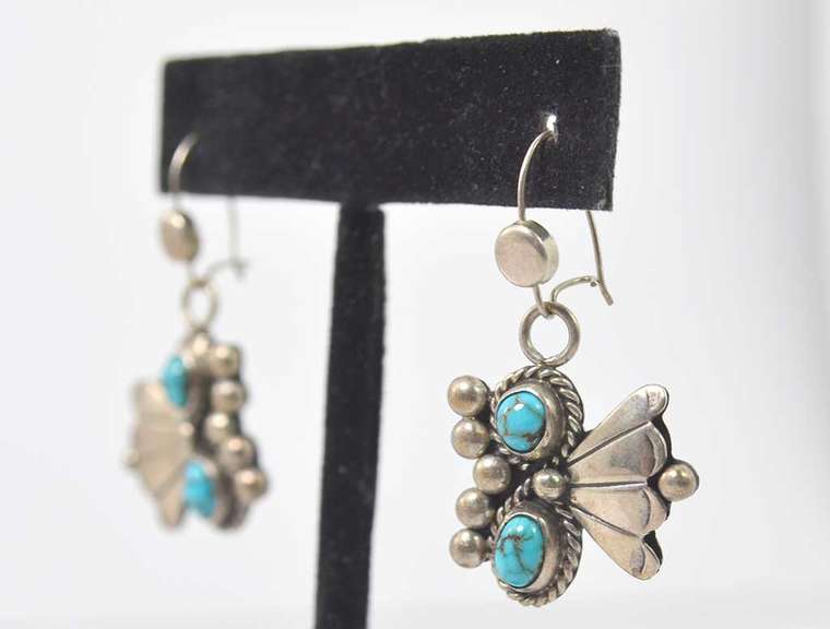 Turquoise Dangle Earrings, in Sterling
