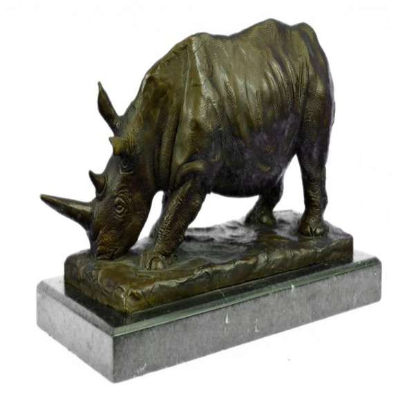 Ancient Endangered Rhinoceros Bronze Sculpture