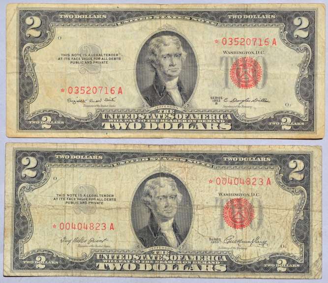 1953 1953B $ 2 Star Red Seal US Notes