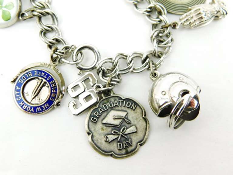 Loaded Vintage Sterling Silver Charm Bracelet