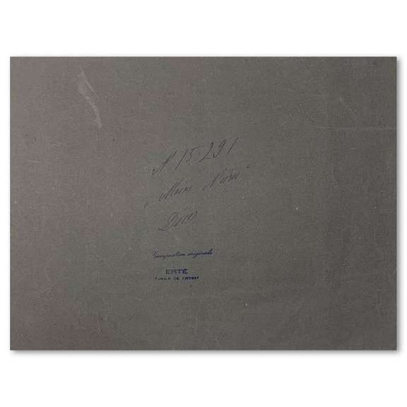 Erte (1892-1990), "Mains noires, decor" Original Gauche Painting, Hand Signed with Letter of Authenticity.