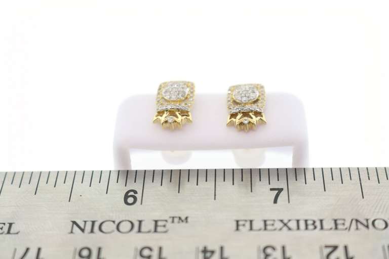 Intricate Diamond Framed Earrings with 10k Yellow Gold