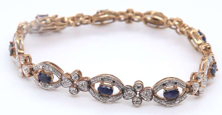 Sterling Silver Blue Sapphire and Diamond Bracelet