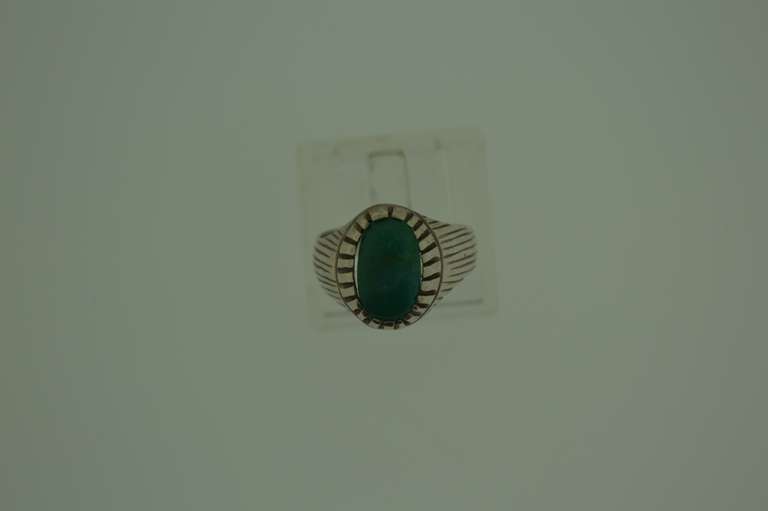 Sterling Silver Green Gemstone Ring