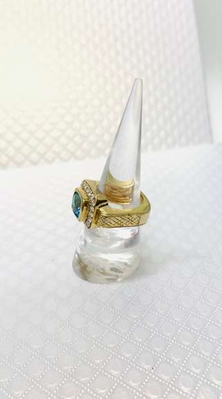Bold Vintage Designer Ring Genuine BT with white Sapphire
