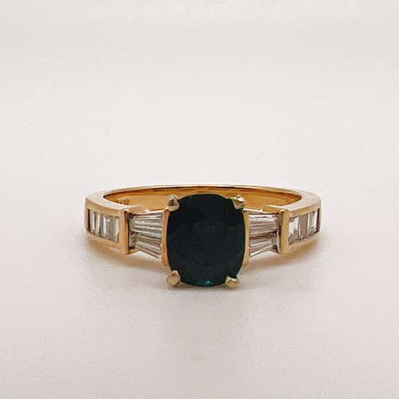 14kt Gold, Blue Sapphire, & Diamond Cocktail Ring