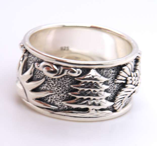 Jai Sterling Silver Spirit of Alaska Carved Eagle Ring