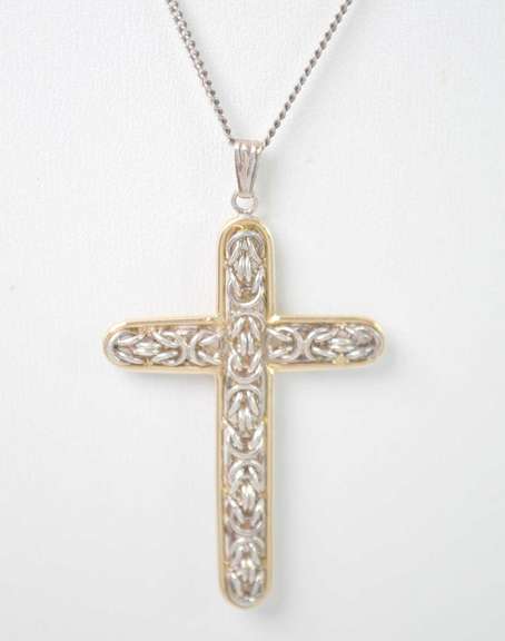 Elaborate Sterling Cross & Chain