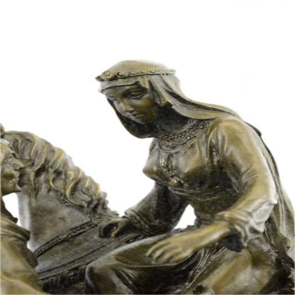 A Man Helping his wife Bronze Statue