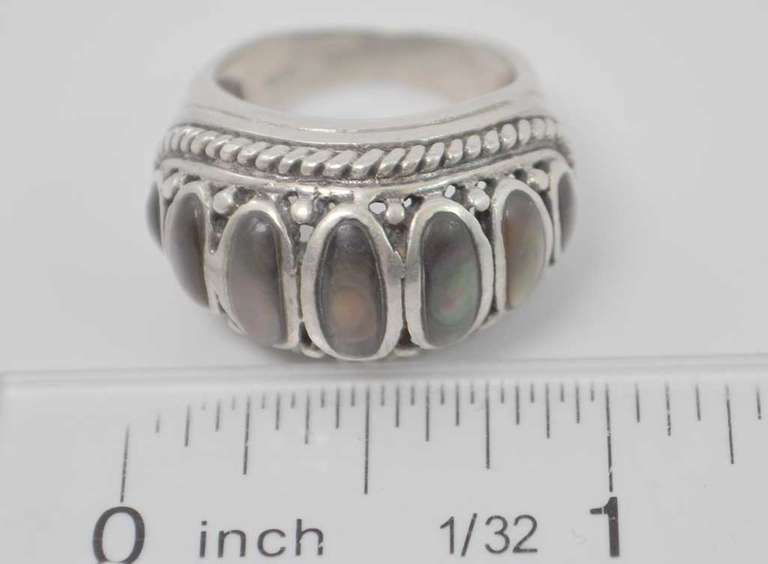 Ornate 7 Gemstones In Sterling Silver Ring
