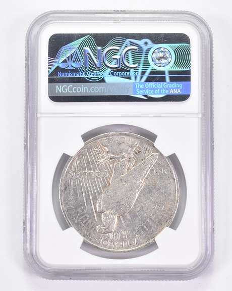 Mint Error AU Details 1922 Peace Silver Dollar Curved Clip @ 12:00 NGC