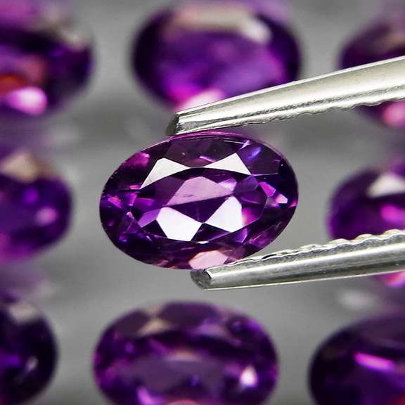 Royal purple! 8.26ct 6x4mm real Bolivian Amethyst set
