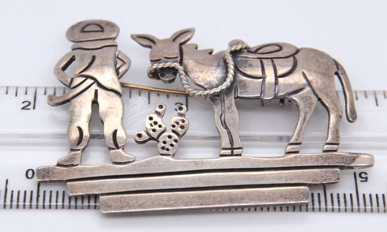 Vintage Sterling Silver Mexico Brooch Pin