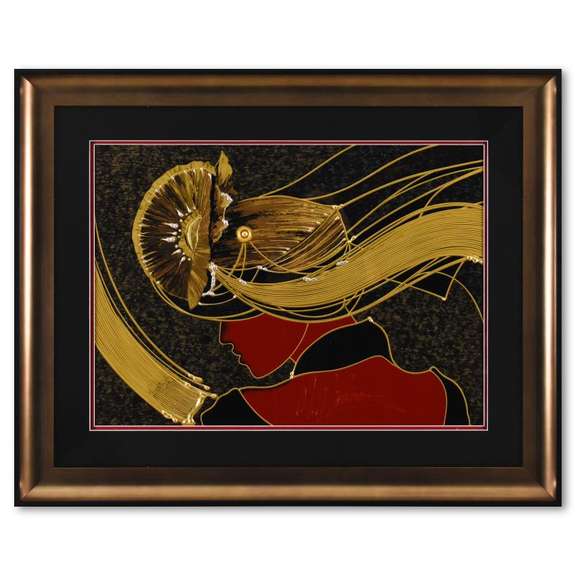Martiros Manoukian, "Golden Grace" Framed Limited Edition Mixed Media Silkscreen, PP Numbered 4/15 and Hand Signed with Letter of Authenticity.