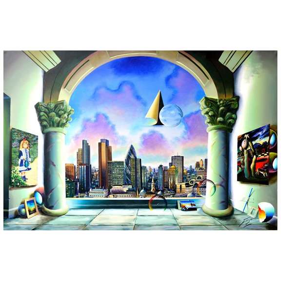 Ferjo, "Capture the Moon" Original Painting on Canvas, Hand Signed with Letter of Authenticity.