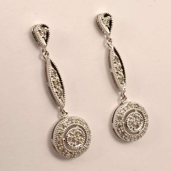 Contemporary White Gold Dangle Earrings